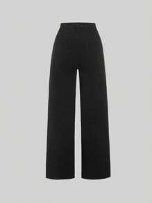 Teenager Mädchen Jeans mit geradem Beinschnitt, Blume Muster, - Schwarz - Übersicht 2