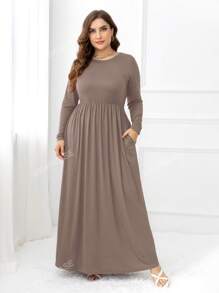 DEARCASE Plus Solid Hidden Pocket A-line Dress