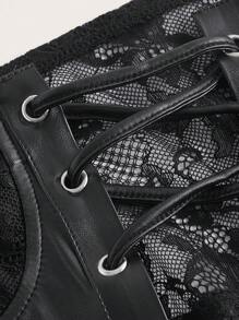 ROMWE PUNK Kpop系带露脐蕾丝吊带背心，学校