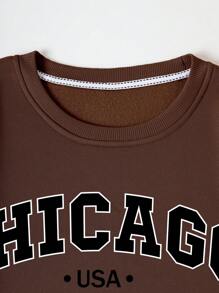 INAWLY Plus Letter Graphic Thermal Lined Sweatshirt, For Winter Graduation,Back To School,Graduation,Teacher For Women,Back To School Pullover Fall Autumn - Brown - View 7