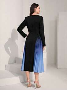 Modelyn Vestido de ombré bajo fruncido - Negro - Ver 2