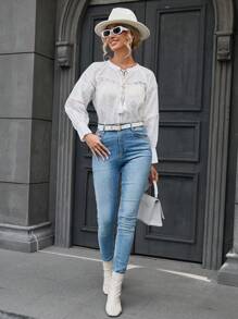 Aveloria 流蘇繫帶領插肩袖襯衫