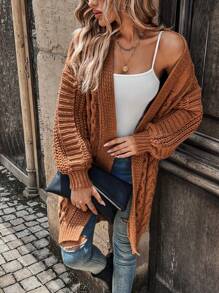 EMERY ROSE Áo khoác cardigan dệt kim thả vai, áo dài tay - màu nâu - Xem 6