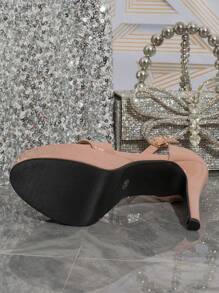 Giày sandal cao gót quai ngang thoáng khí thời trang nữ mùa hè, giày đế xuồng cho nữ - Hồng - Xem 7