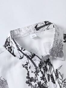 Men Plants Print Shirt Without Tee - White - View 5
