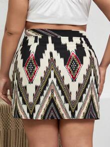 SHEIN VCAY Hơn In Địa lý Bao bên Váy - Nhiều màu - Xem 2