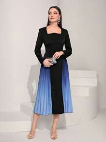 Modelyn Vestido de ombré bajo fruncido - Negro - Ver 5