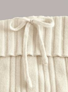 SHEIN MOD Top de punto unicolor con nudo delantero tubo - Albaricoque - Ver 3