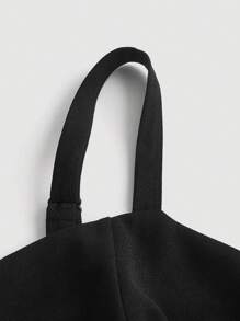 SHEIN MOD Solid Cami Dress Without Blouse - Black - View 4