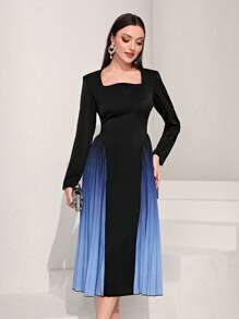 Modelyn Vestido de ombré bajo fruncido - Negro - Ver 1