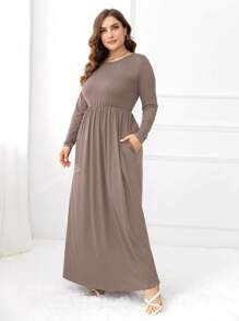 DEARCASE Plus Solid Hidden Pocket A-line Dress