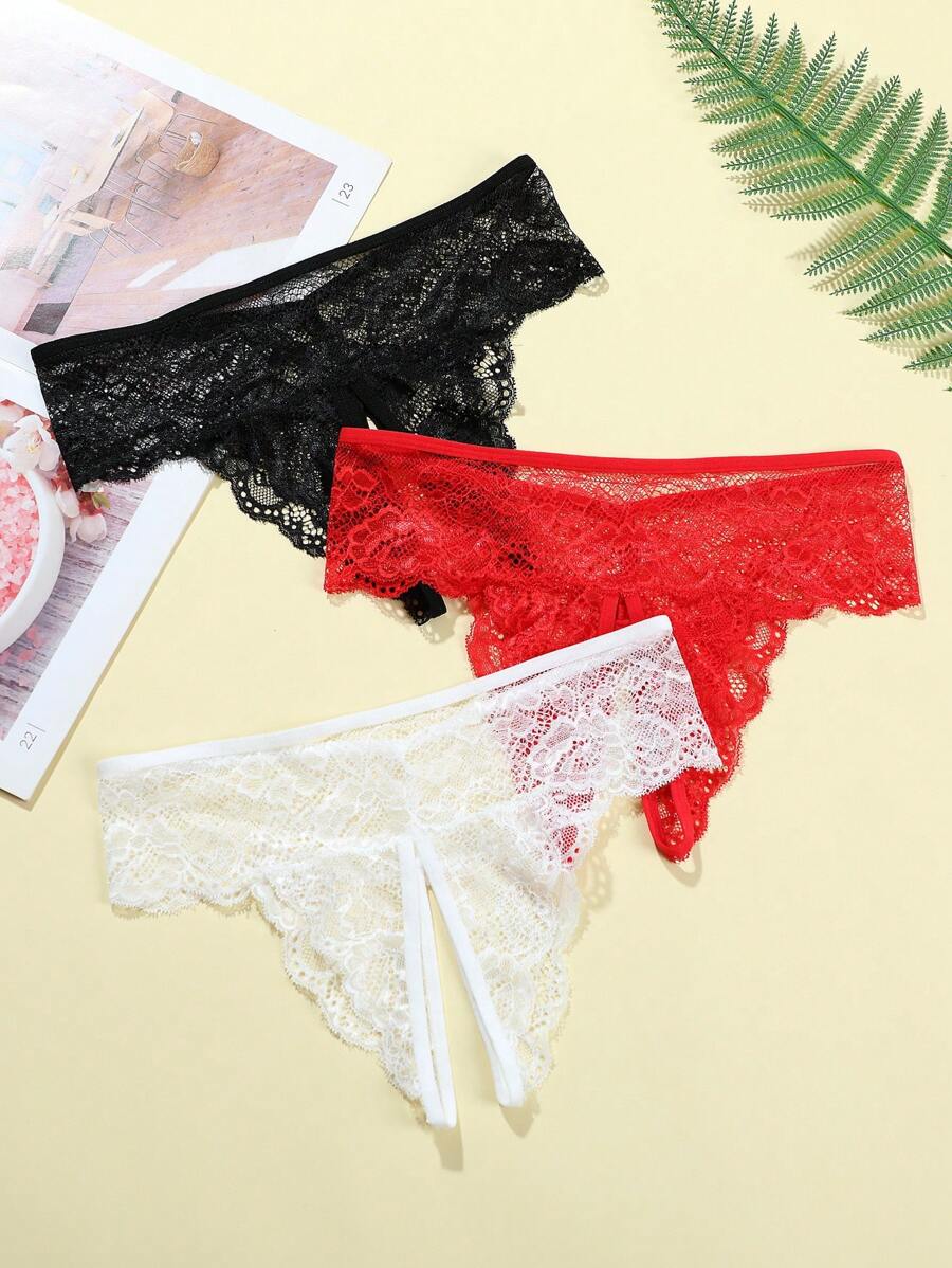 SHEIN 3packs Floral Lace Panty Lingerie