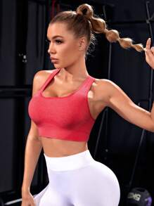 Easithlete 素色工字運動型胸罩 - 粉色 - 查看 4