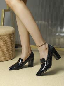 Fall/Winter 2025 Women's Fashionable Crocodile Pattern High Heel Pumps For Casual And Elegant Occasions,Elegant,Loafers