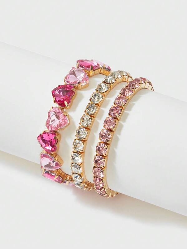 Set pulsera Love con diamante de imitación de 3