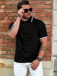 Manfinity Homme Men Plus Allover Contrast Trim Polo Shirt - Multicolor - View 6