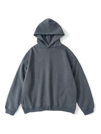 男士纯色落肩连帽衫，秋季款，长袖上衣