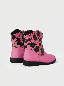 流行孩子們的豹紋印花時尚可愛拼接設計舒服的防水戶外女孩短靴