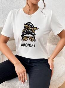 SHEIN LUNE 人物和字母圖案T恤 - 白色 - 查看 4