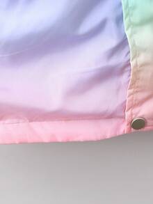 SHEIN Tween Girl 1 chiếc áo khoác có dây rút ombre có mũ trùm đầu ở thắt lưng - Nhiều màu - Xem 6