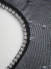 Hauture Rhinestone Cut Out Glitter Star Dress - Black - View 8