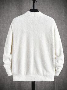 GENTILAND 男士鷹刺繡小高領絨毛運動衫 - 白色 - 查看 2