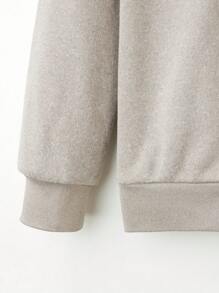 Calvaya Plus Cartoon Graphic Drop Shoulder Thermal Sweatshirt - Apricot - View 4