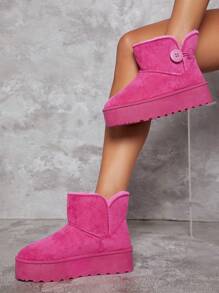 SHUZIA 女士百搭仿麂皮一脚蹬凸纹鞋底踝靴，保暖