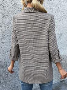 SHEIN Frenchy Plaid Print Shawl Collar Open Front Blazer - Multicolor - View 2