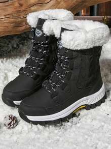 女士雪地靴 时尚保暖冬季女鞋 毛绒靴 - 黑色 - 查看 1
