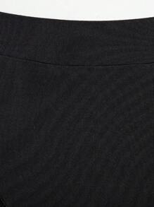 SHEIN Unity 对比色花卉网眼弹性腰部拼接紧身裤