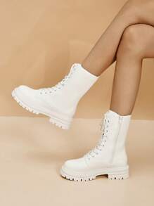 Nueva Colección De Otoño Botas Blancas De Moda Para Mujer - Blanco - Ver 3