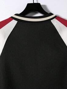 Manfinity Homme 男士字母圖形對比色襉袖大學風夾克 - 彩色 - 查看 6