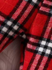 Baby Girl Plaid Print Pants - Red - View 7
