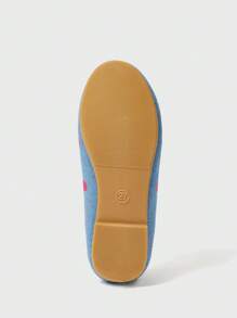 時尚孩子們的刺繡牛仔風格平底鞋帶Love愛心設計適用於秋天 - 藍色 - 查看 7