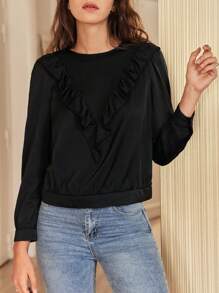 SHEIN Frenchy Blouse Unicolore À Volants