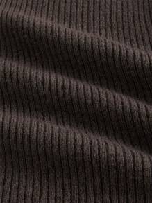 GENTILAND Men Turtleneck Ribbed Knit Sweater - Chocolate Brown - View 5