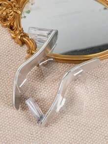 2023 年春夏新品仙女风韩版半透明大码方头女士凉鞋粗跟复古系带高跟或中跟 - 無色 - 查看 4