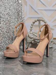 Giày sandal cao gót quai ngang thoáng khí thời trang nữ mùa hè, giày đế xuồng cho nữ - Hồng - Xem 4