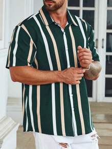 Manfinity Homme Men Plus Striped Print Shirt - Multicolor - View 3