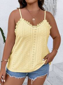 Breezaya Plus Eyelet Embroidery Cami Top - Champagne - View 1