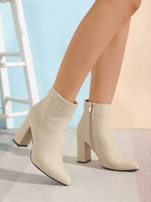 Timesize Fall/Winter Apricot Ankle Boots For Women, Fashion Short Boots, Chunky Heel Boots, Extremely High Heel Boots - Apricot - View 8