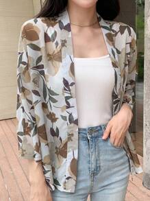 DAZY 印花开襟衬衫度假装女装 - 黃色 - 查看 5