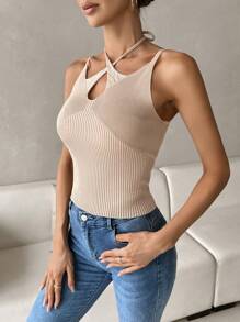 SHEIN Privé Cami Strick Top mit Criss-Cross, Band hinten,