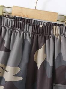 SHEIN 男小童字母圖案插肩袖連帽衫&側翻蓋口袋長褲