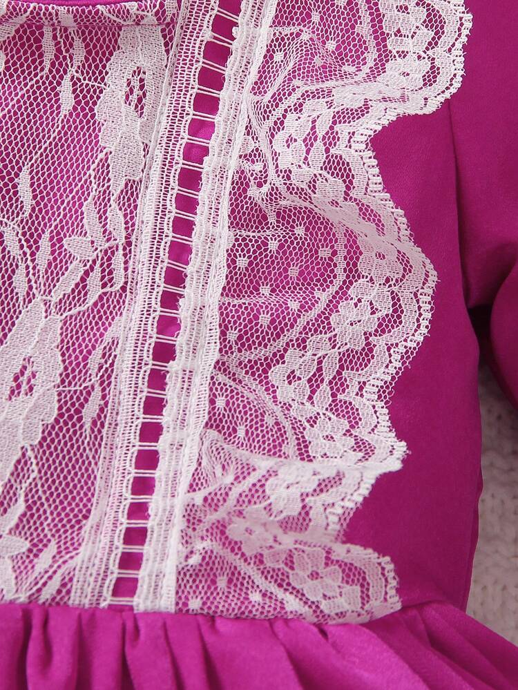 Baby Girl Contrast Lace Square Neck Dress
