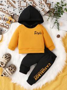 Đứa bé trai Đồ họa Chữ cái Hai âm Áo Hoodie & Quần thể thao - Nhiều màu - Xem 1