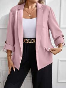 SHEIN Clasi 大碼西裝領捲邊袖開門襟西裝外套