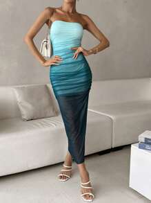 Firerie Ombre Ruched Tube Bodycon Dress