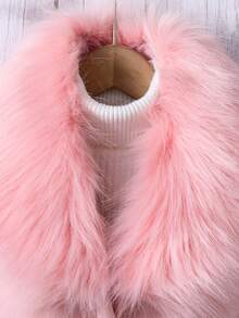 SHEIN Chica preadolescente 1 pieza Abrigo de peluche cuello con cinturón - Rosa - Ver 7